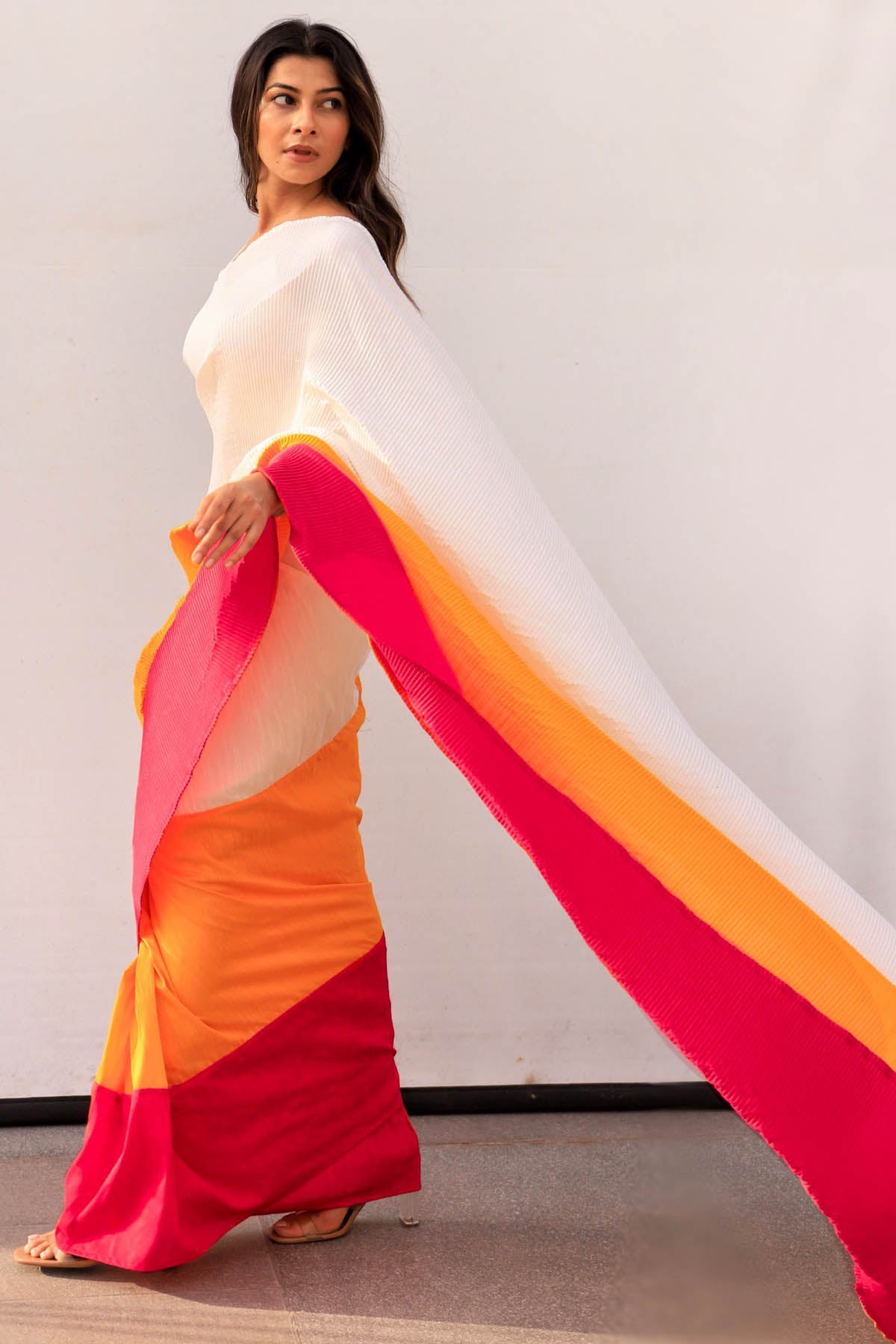 Sunkissed Rose Silk Drape Saree