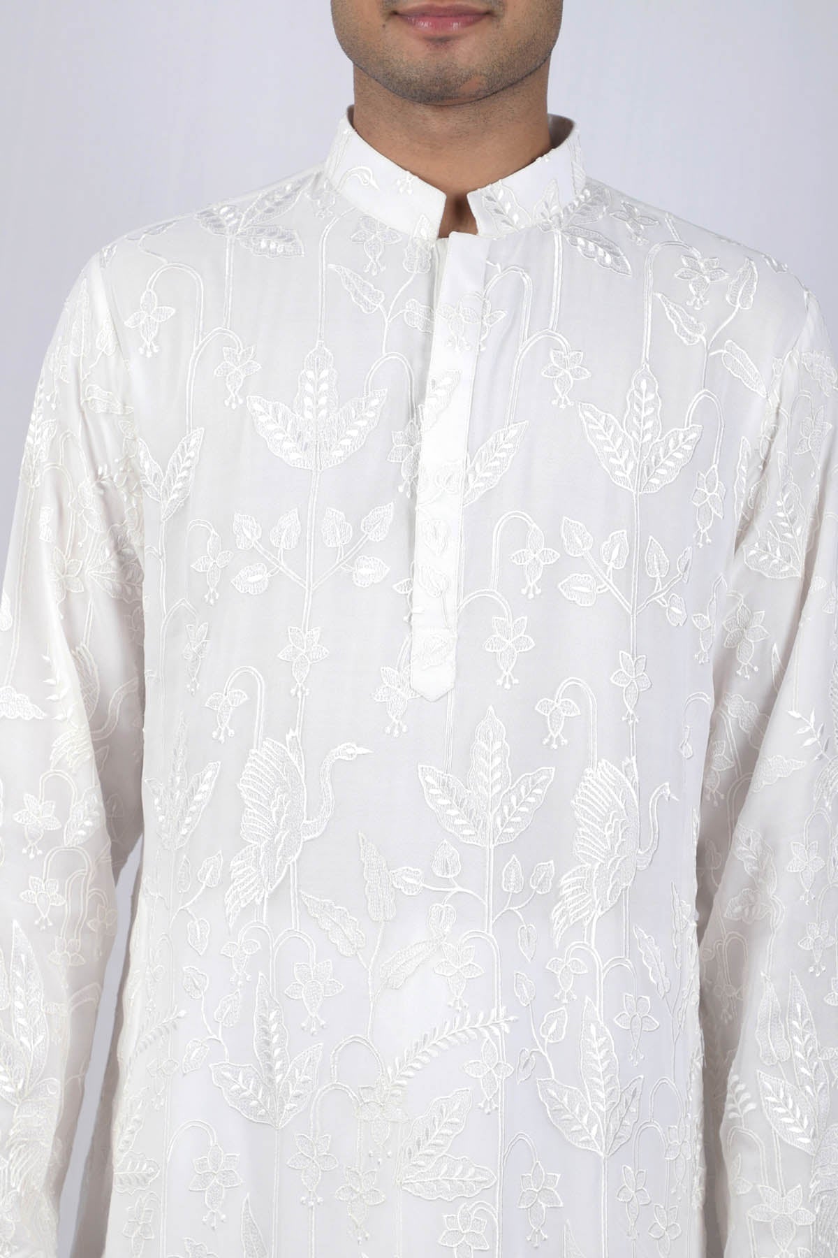 Swan Leaf Embroidered Kurta Set