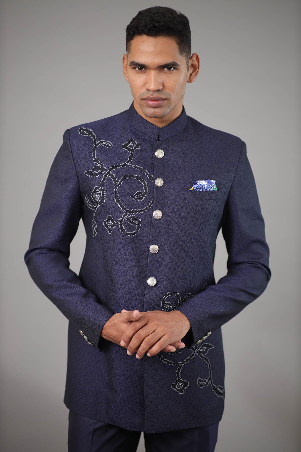 Thread Embroidered Jacket Set