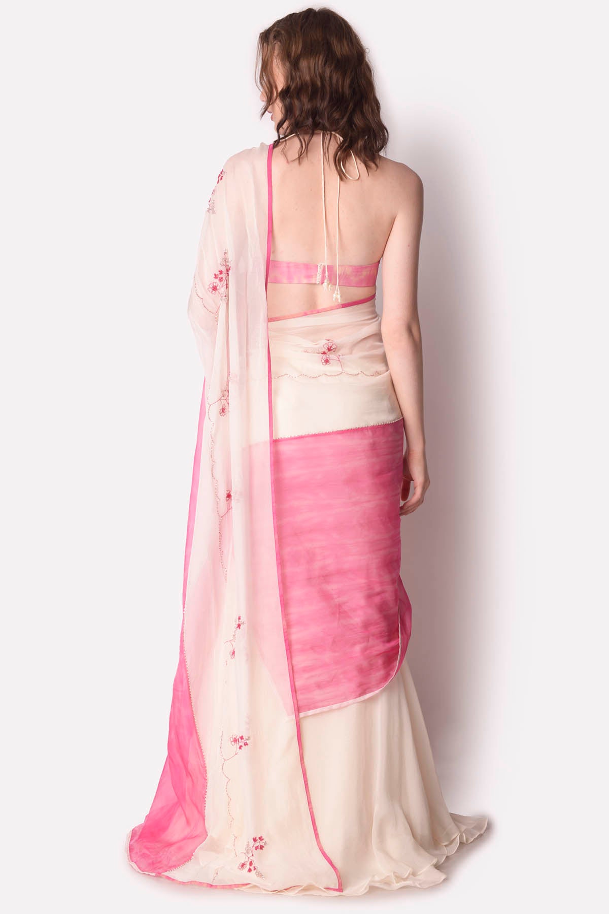 Tie-Dye Embroidered Saree Set