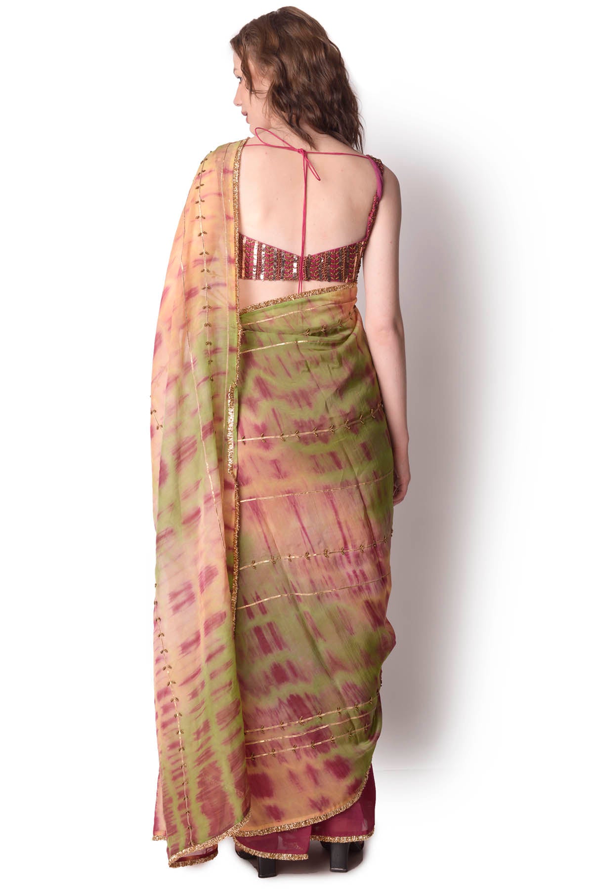 Tie-Dye Sequins Saree & Blouse