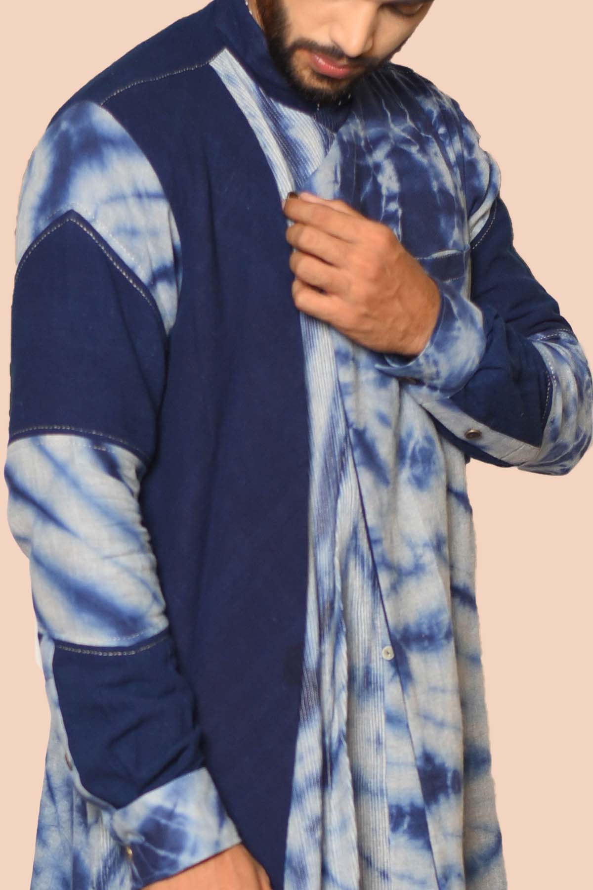 Tie Dye Drape Kurta Churidar Set
