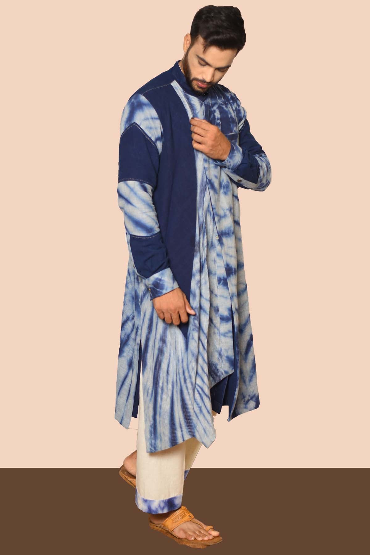Tie Dye Drape Kurta Churidar Set