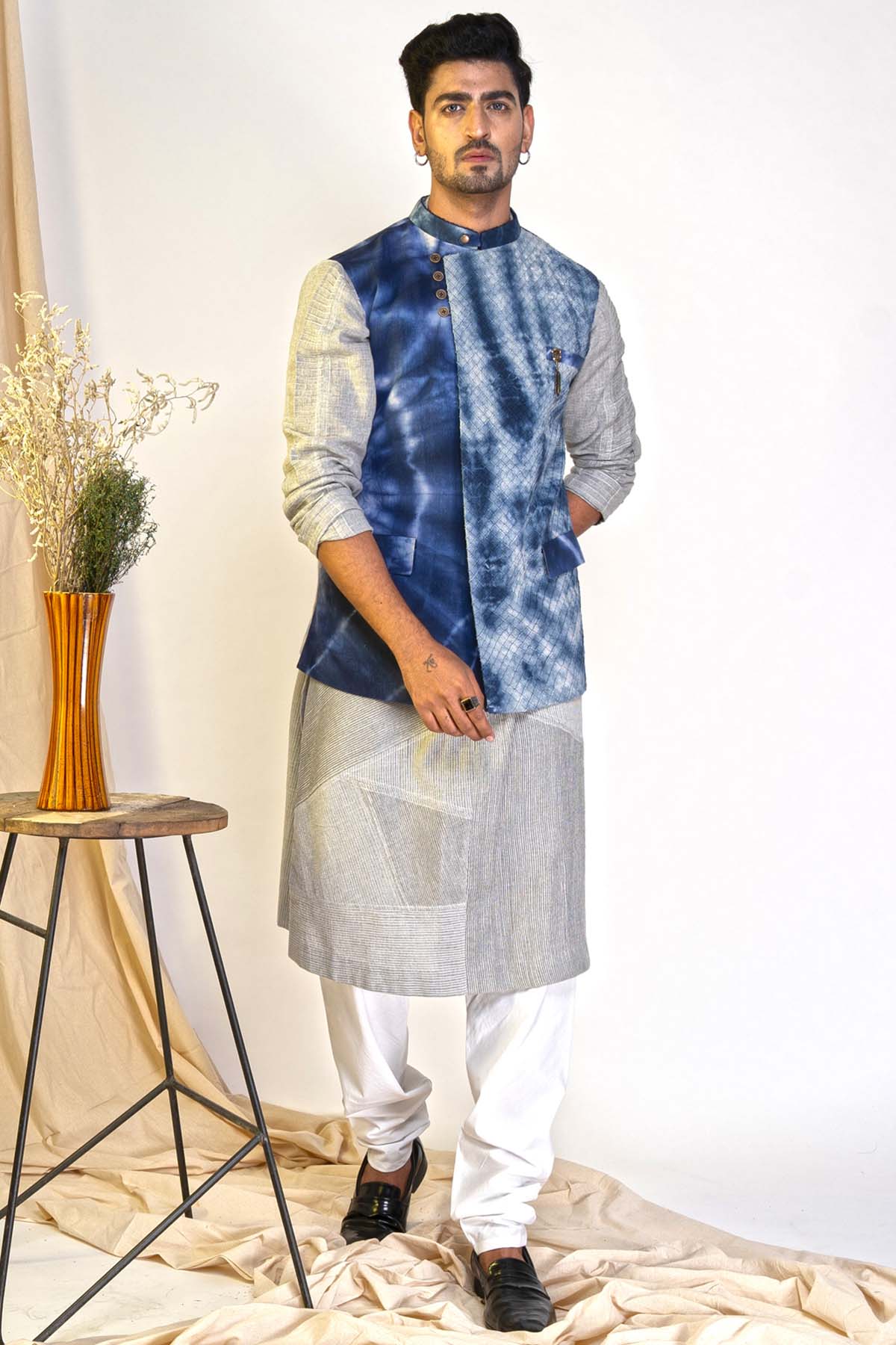 Tie Dye Handwoven Nehru Jacket