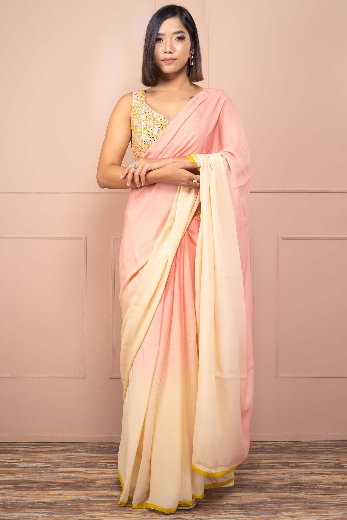 Tie Dye Saree & Mirror Blouse Set