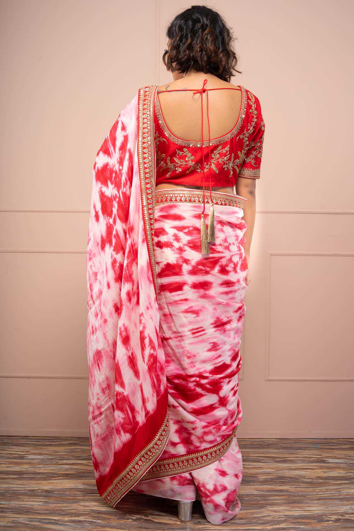 Tie Dye Saree & Sequins Blouse Set