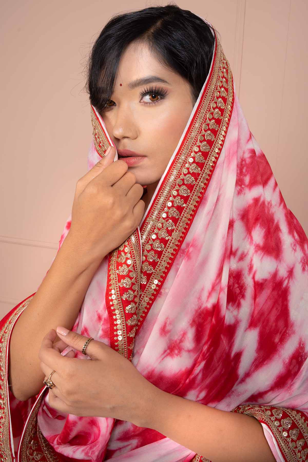 Tie Dye Saree & Sequins Blouse Set