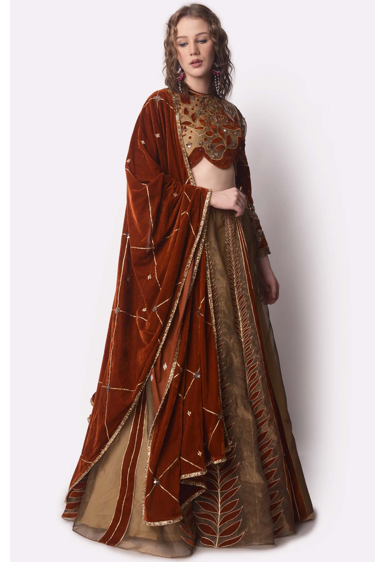 Tissue Patchwork Lehenga Set