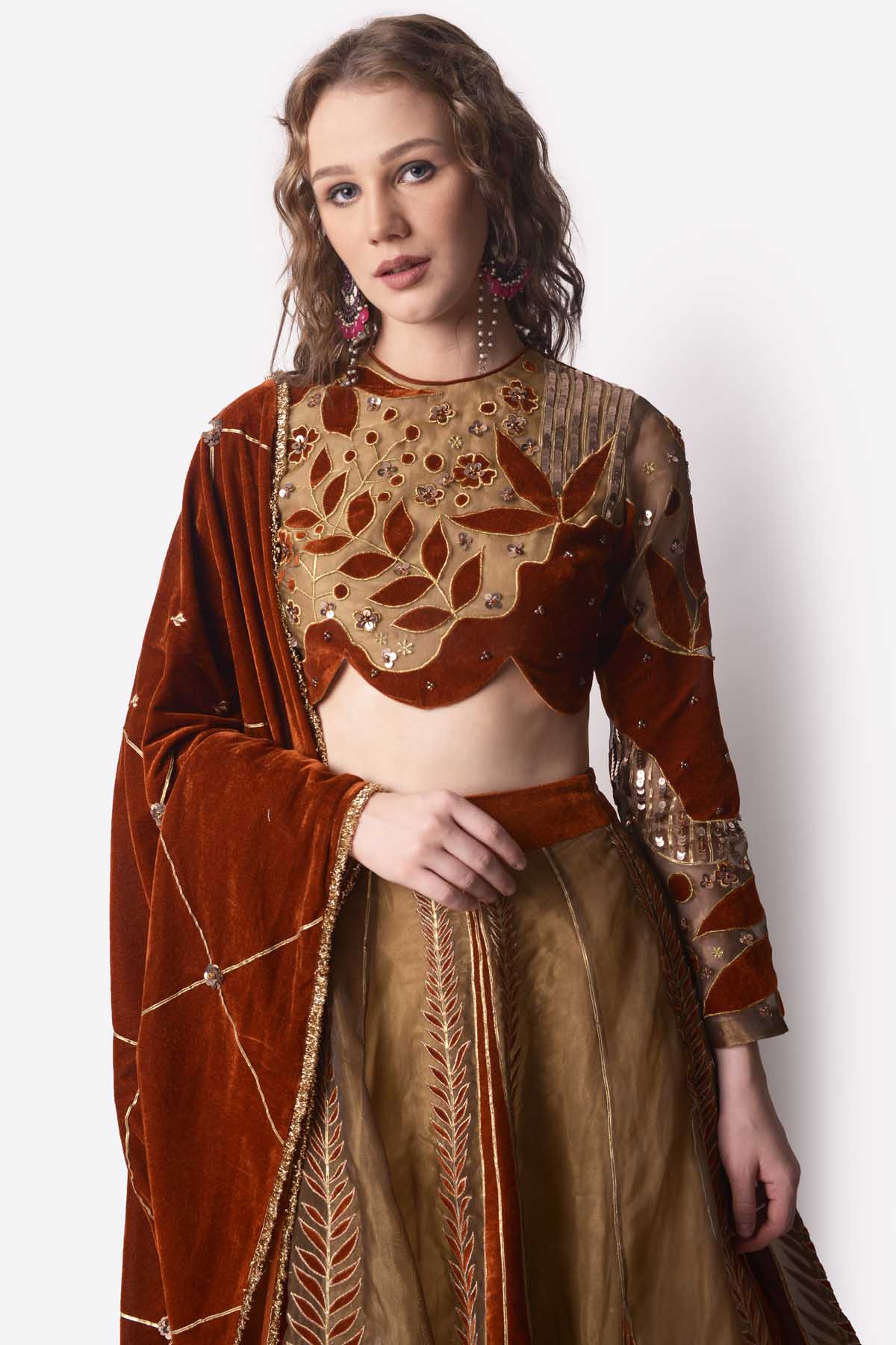 Tissue Patchwork Lehenga Set