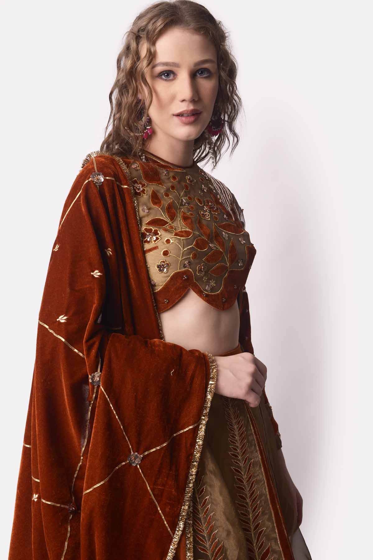 Tissue Patchwork Lehenga Set