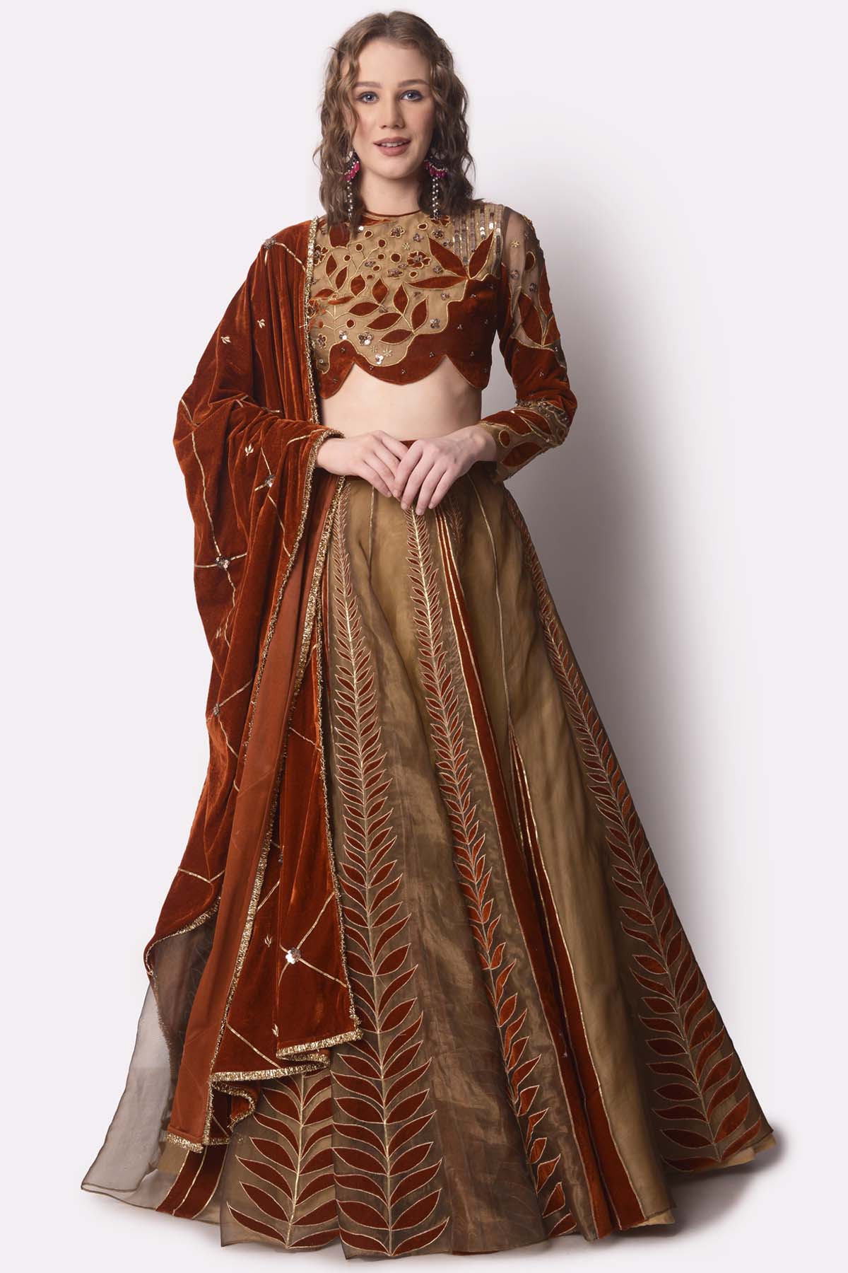 Tissue Patchwork Lehenga Set