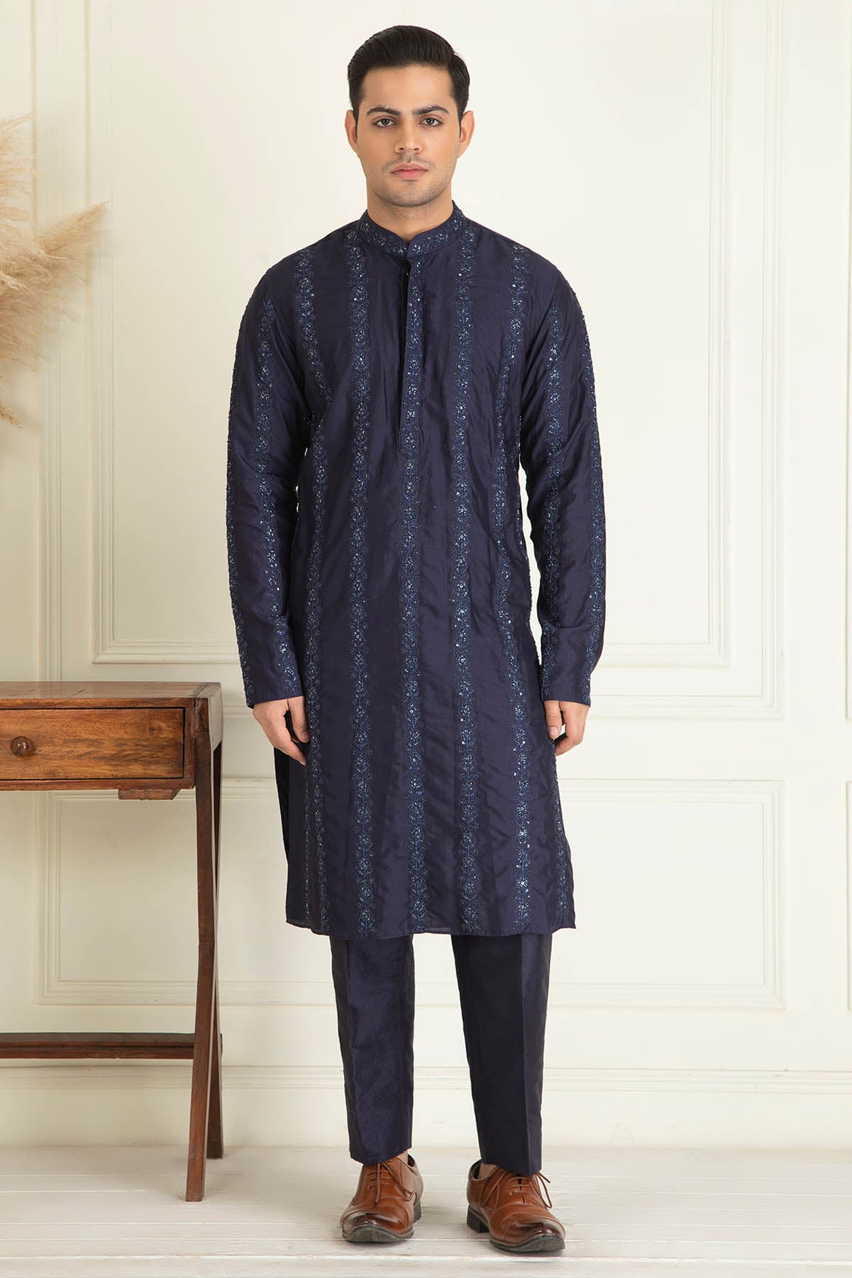 Vertical Bead Lined Kurta Set