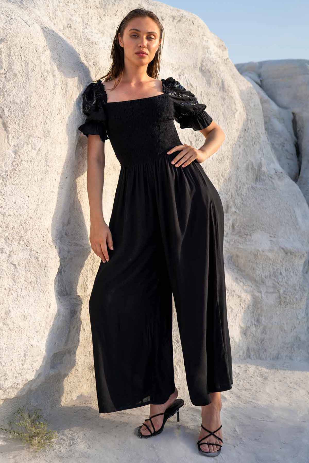 Buy Victorian Sleeve Flared Jumpsuit By Beachbum Online