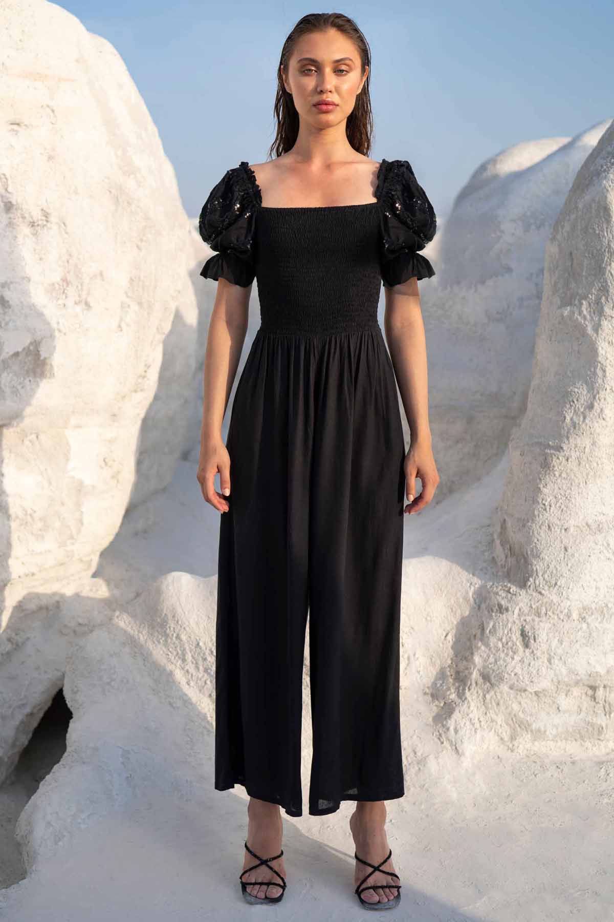 Victorian Sleeve Flared Jumpsuit