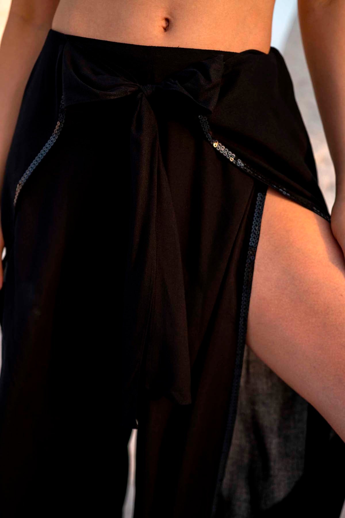 Viscose Wrap Flared Pants