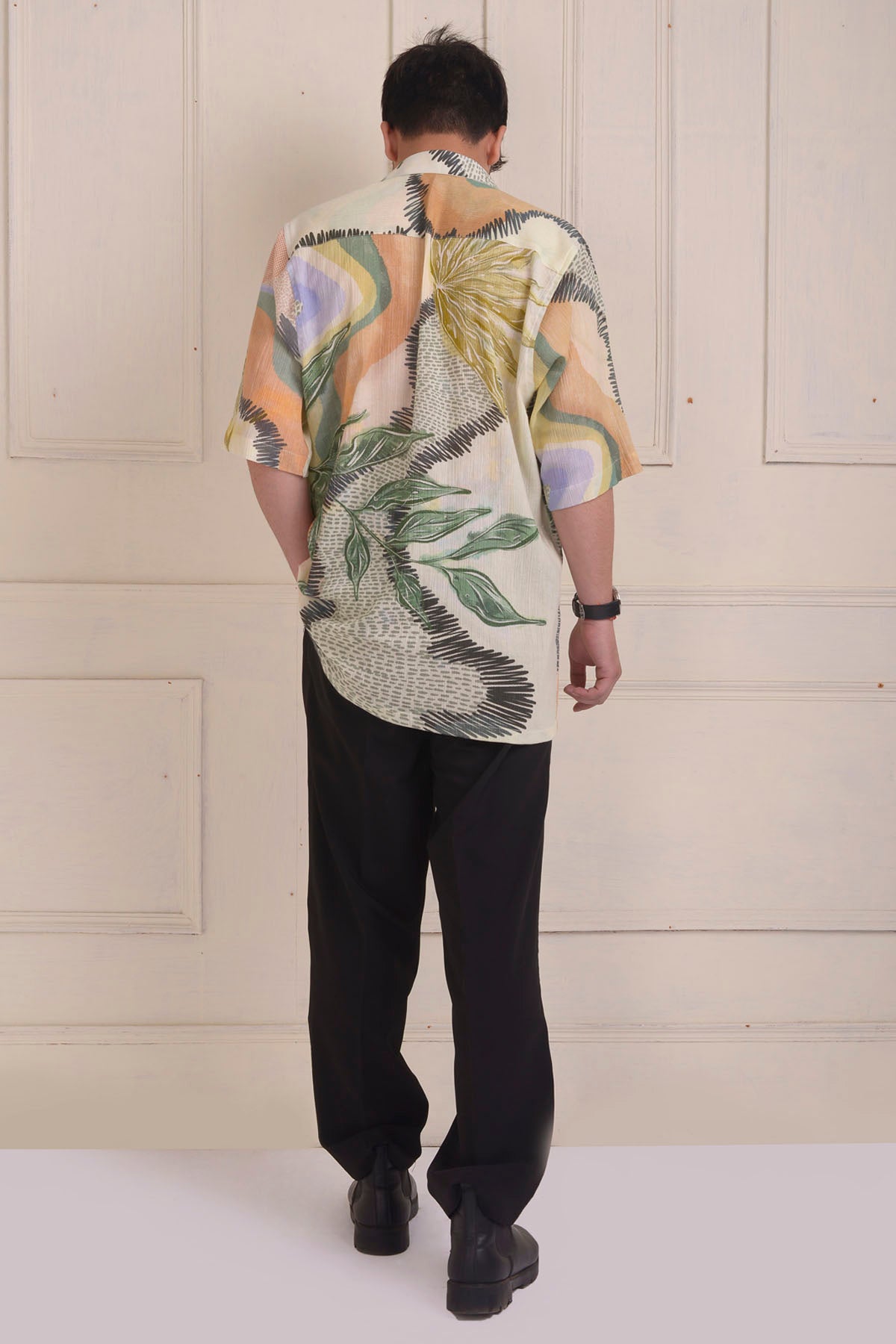 Wave Printed Oversized Shirt