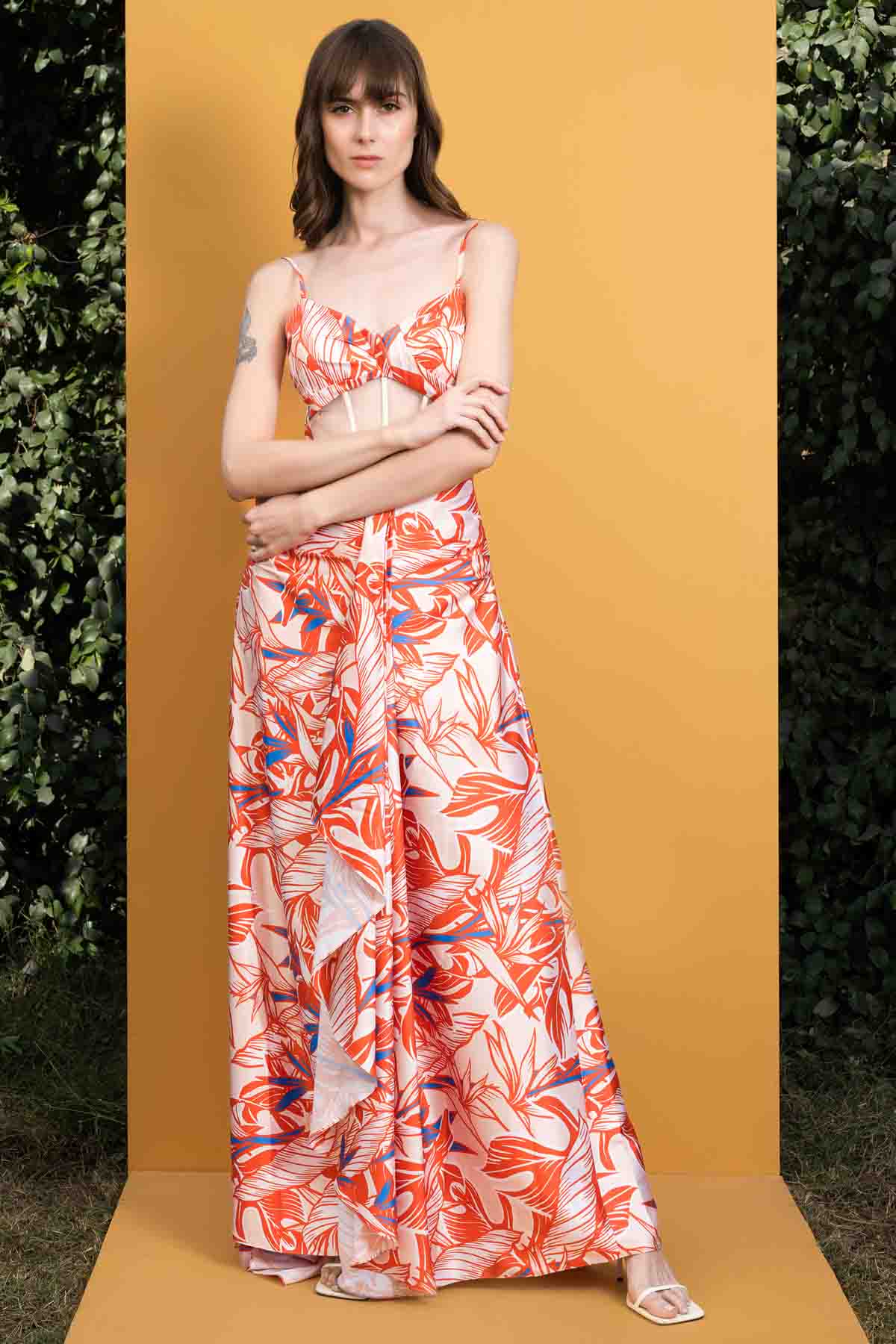 Willow Printed Satin Long Dress