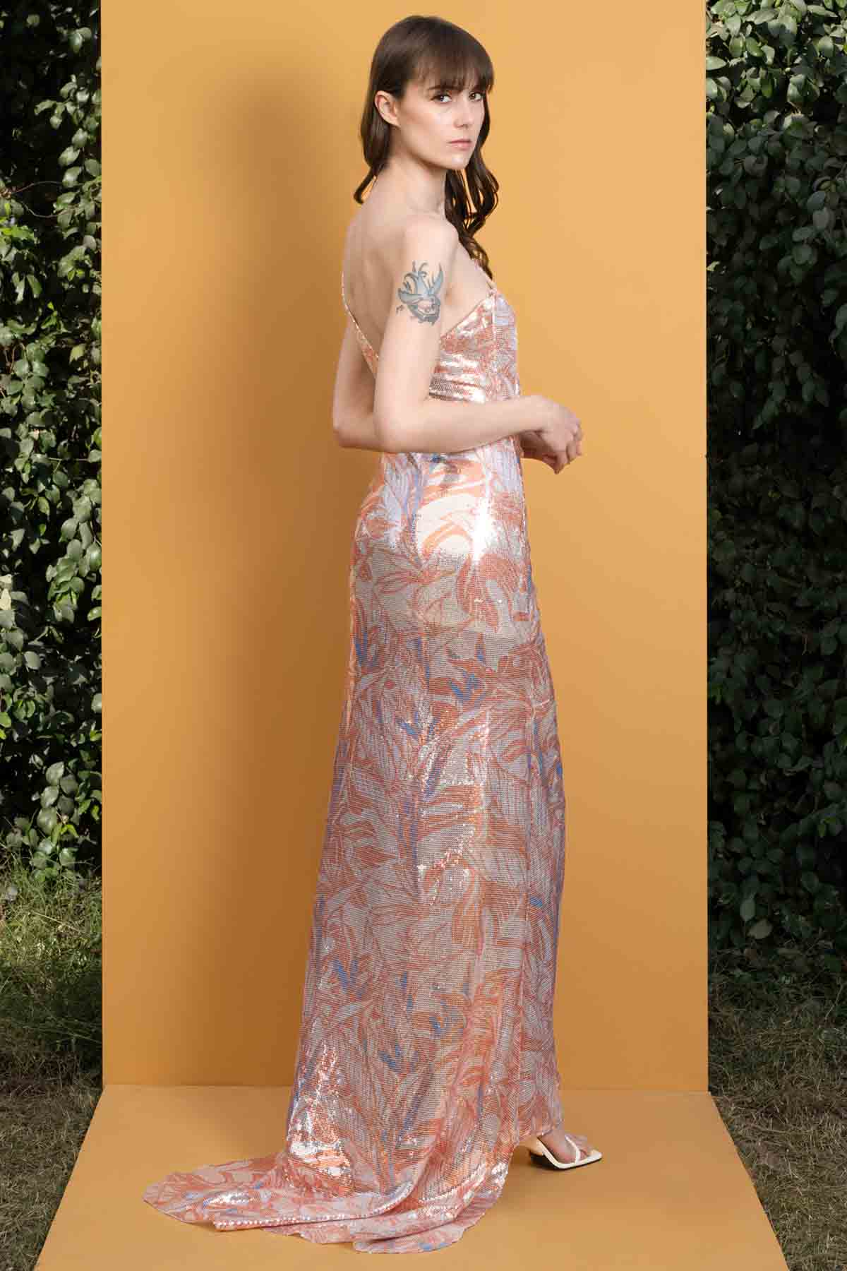 Willow Printed Sequins One Shoulder Dress