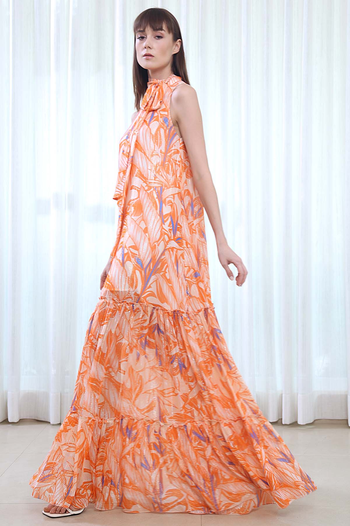 Willow Printed Tie Neck Dress