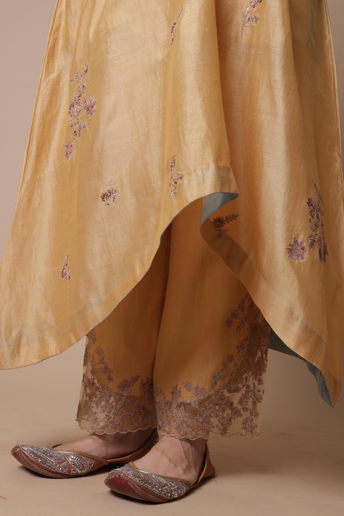 Yellow Chanderi Silk Kurta Set