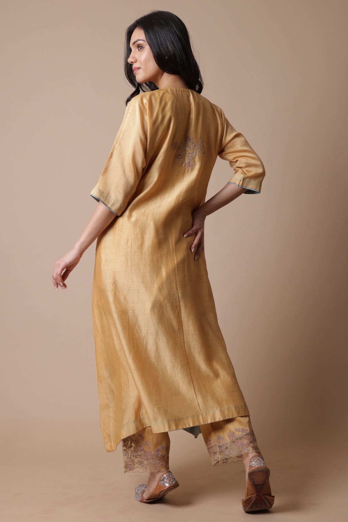 Yellow Chanderi Silk Kurta Set