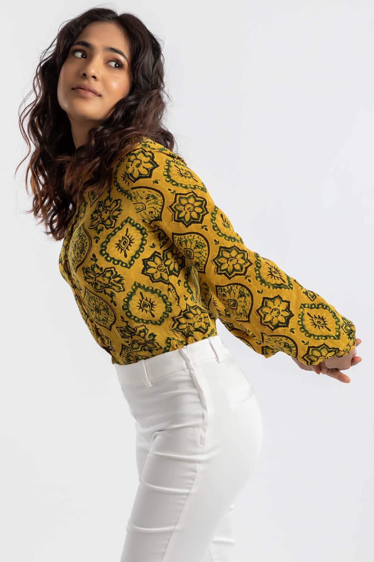 Yellow Handcrafted Cupro Shirt