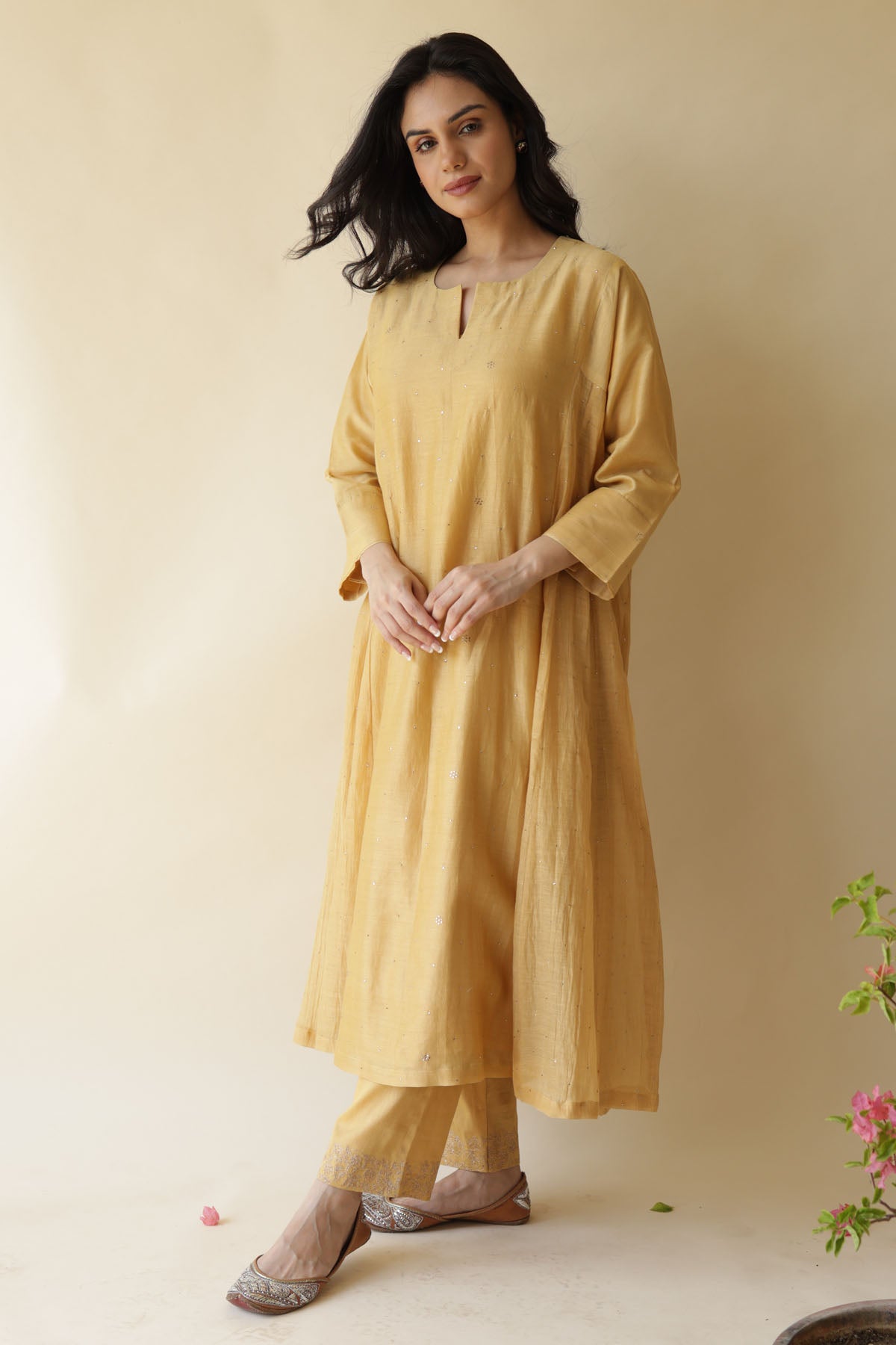 Yellow Zardozi Work Kurta Set