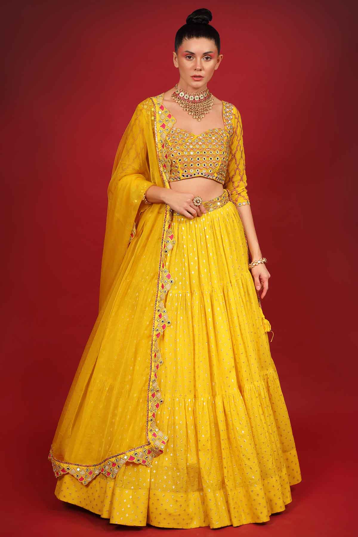 Designer Neha Khullar Yellow Embroidered Lehenga Set for Women Online