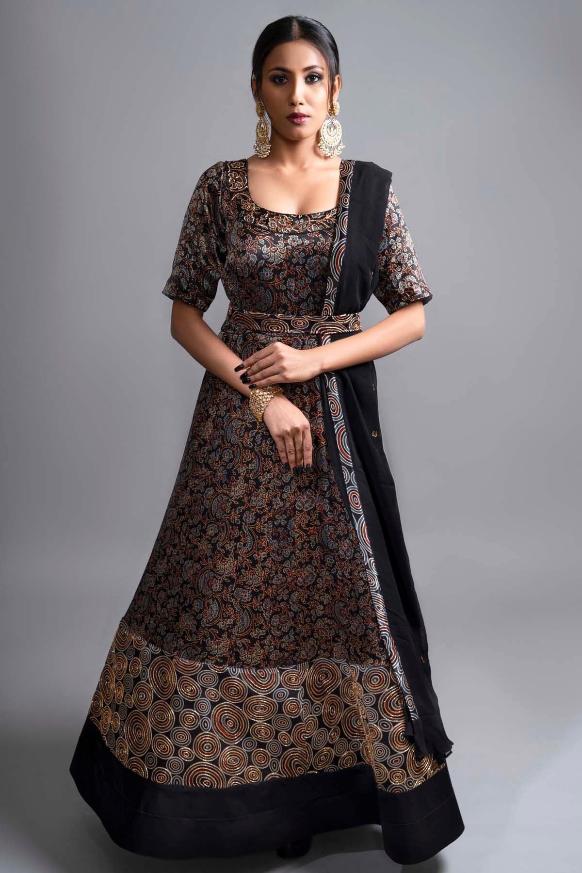 Yoke Embroidered Anarkali Set