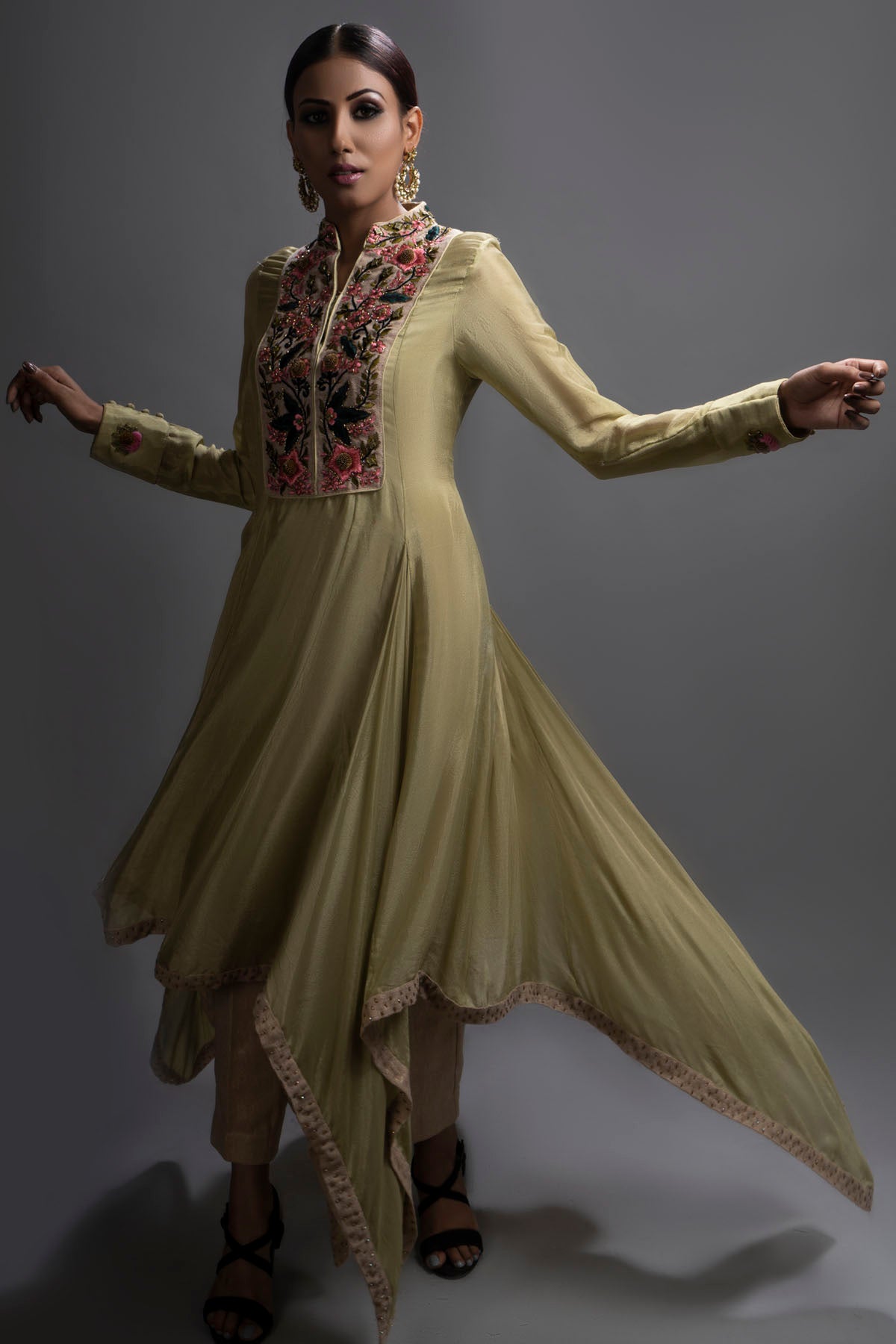 Yoke Embroidered Kurta & Pants