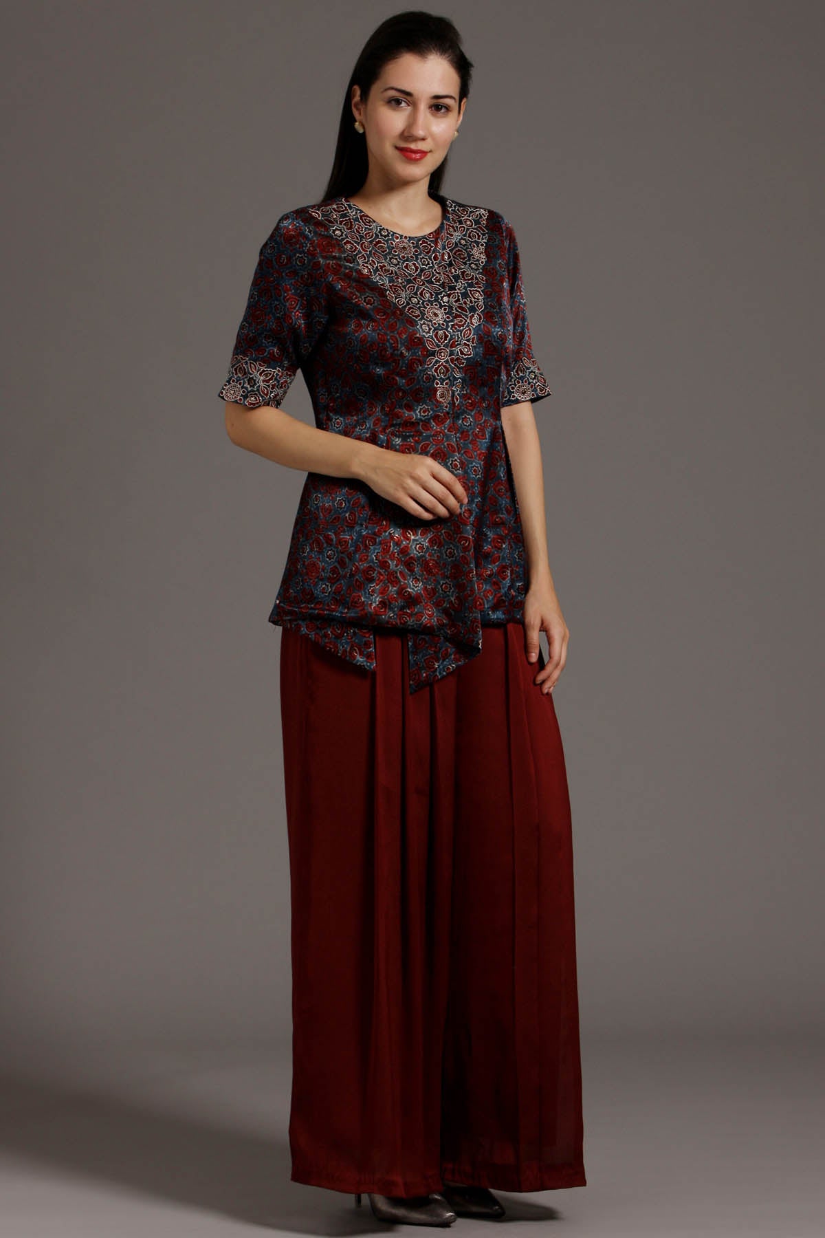 Yoke Embroidered Top & Pant Set