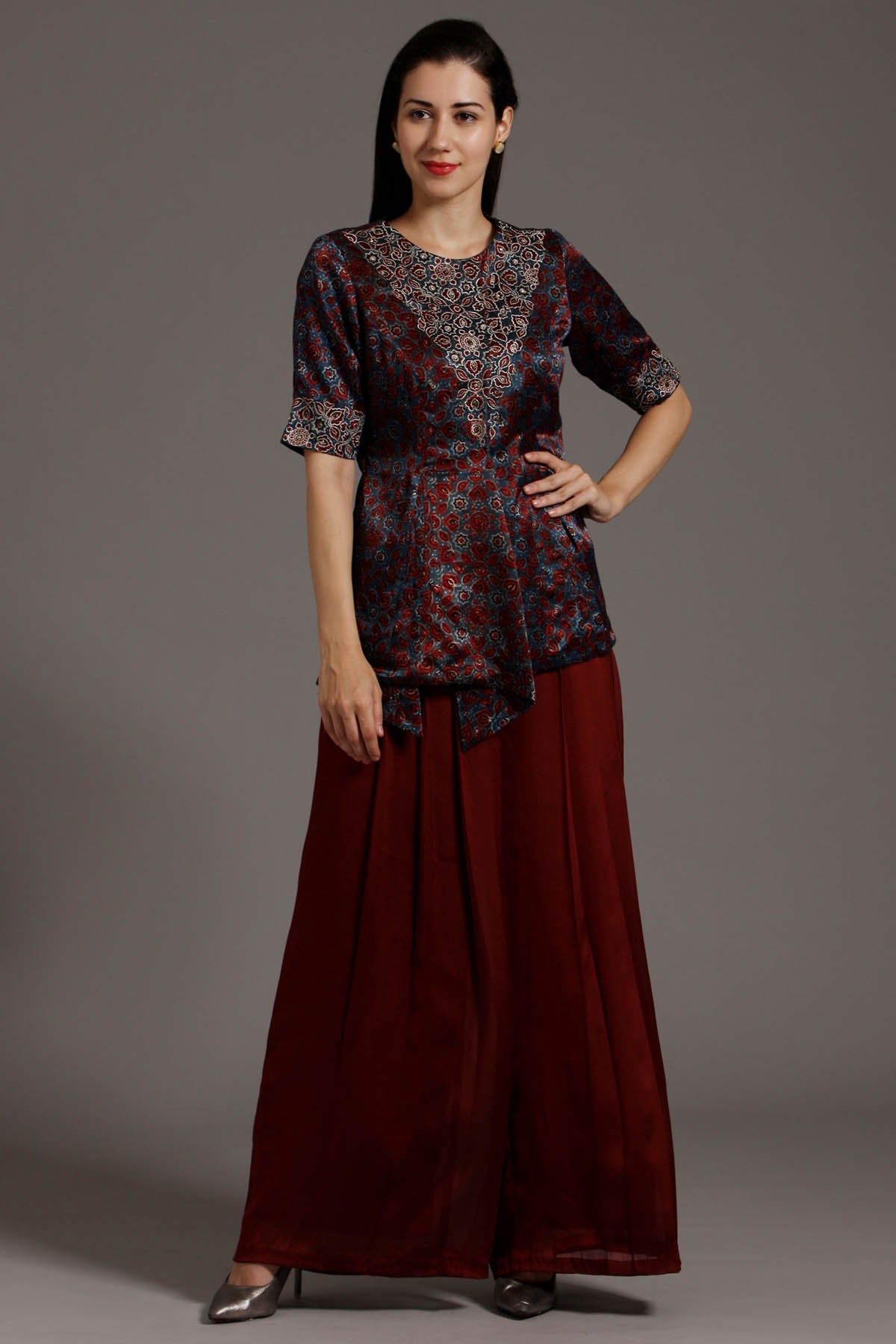 Yoke Embroidered Top & Pant Set