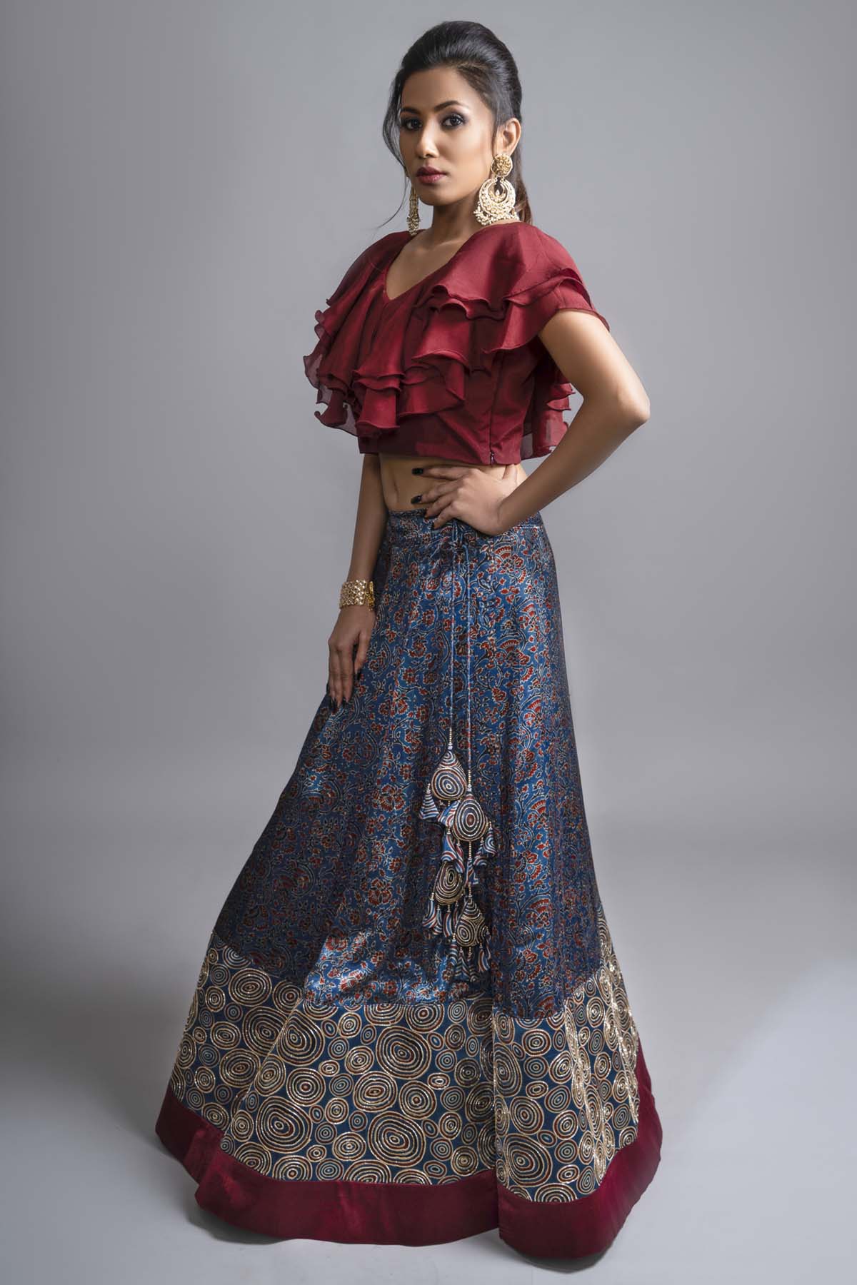 Zardozi Panelled Lehenga Set