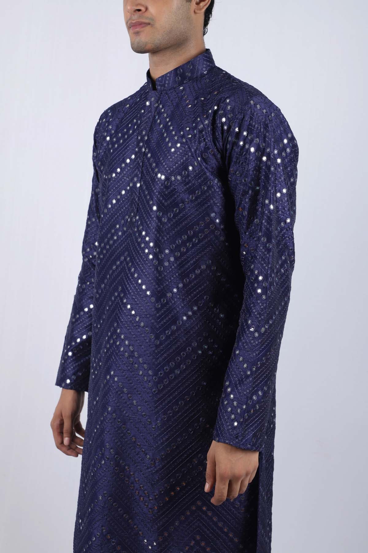 Zigzag Mirror Embroidered Kurta Set