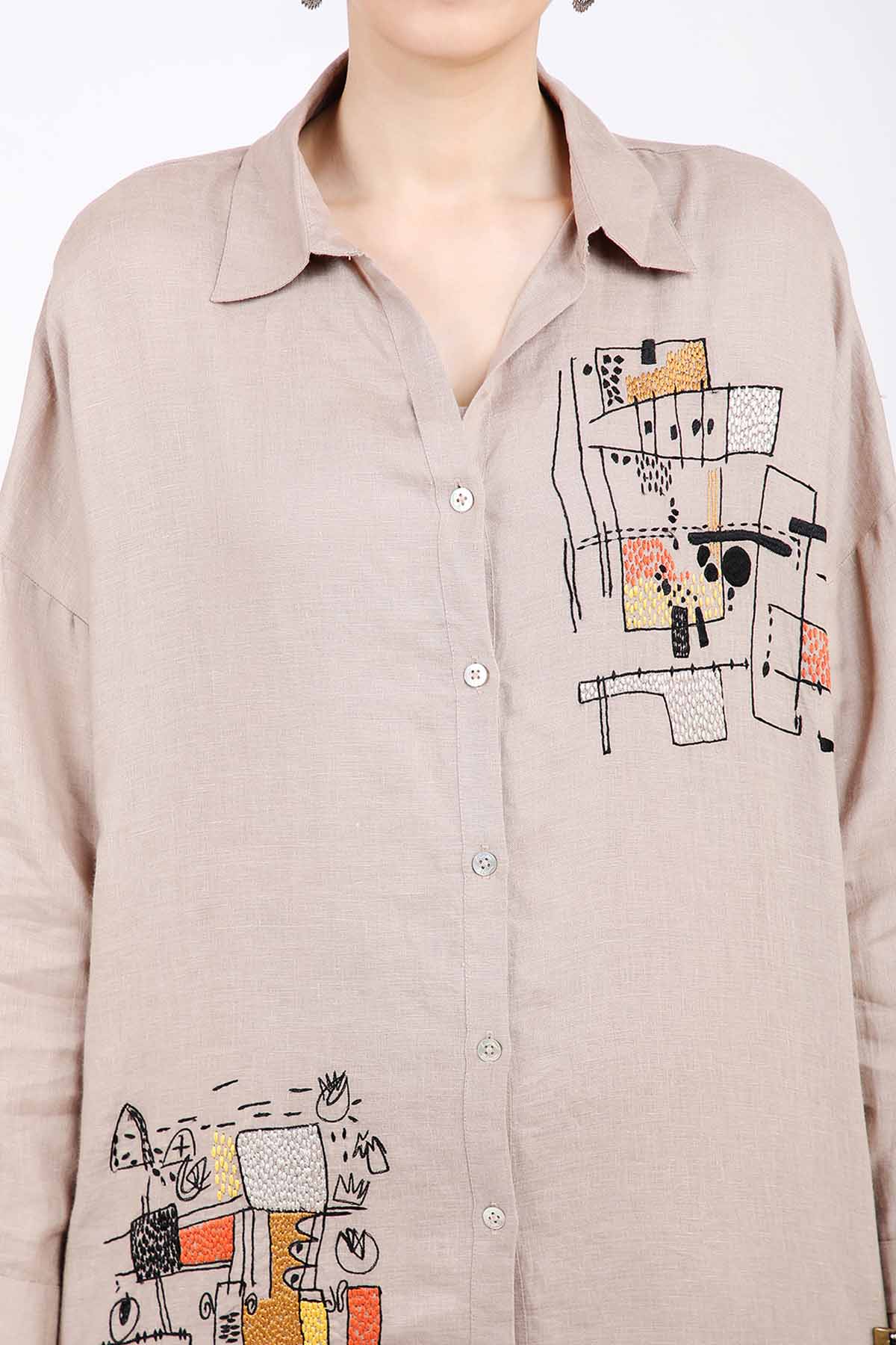 Abstract Embroidered Shirt