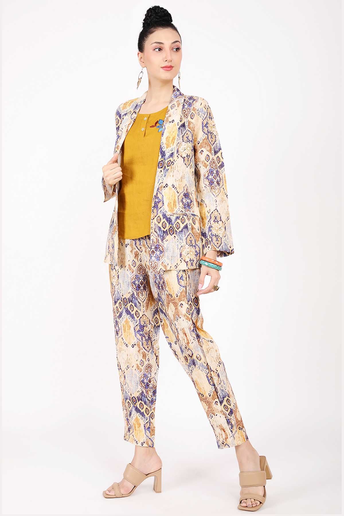 Ajrakh Printed Linen Blazer