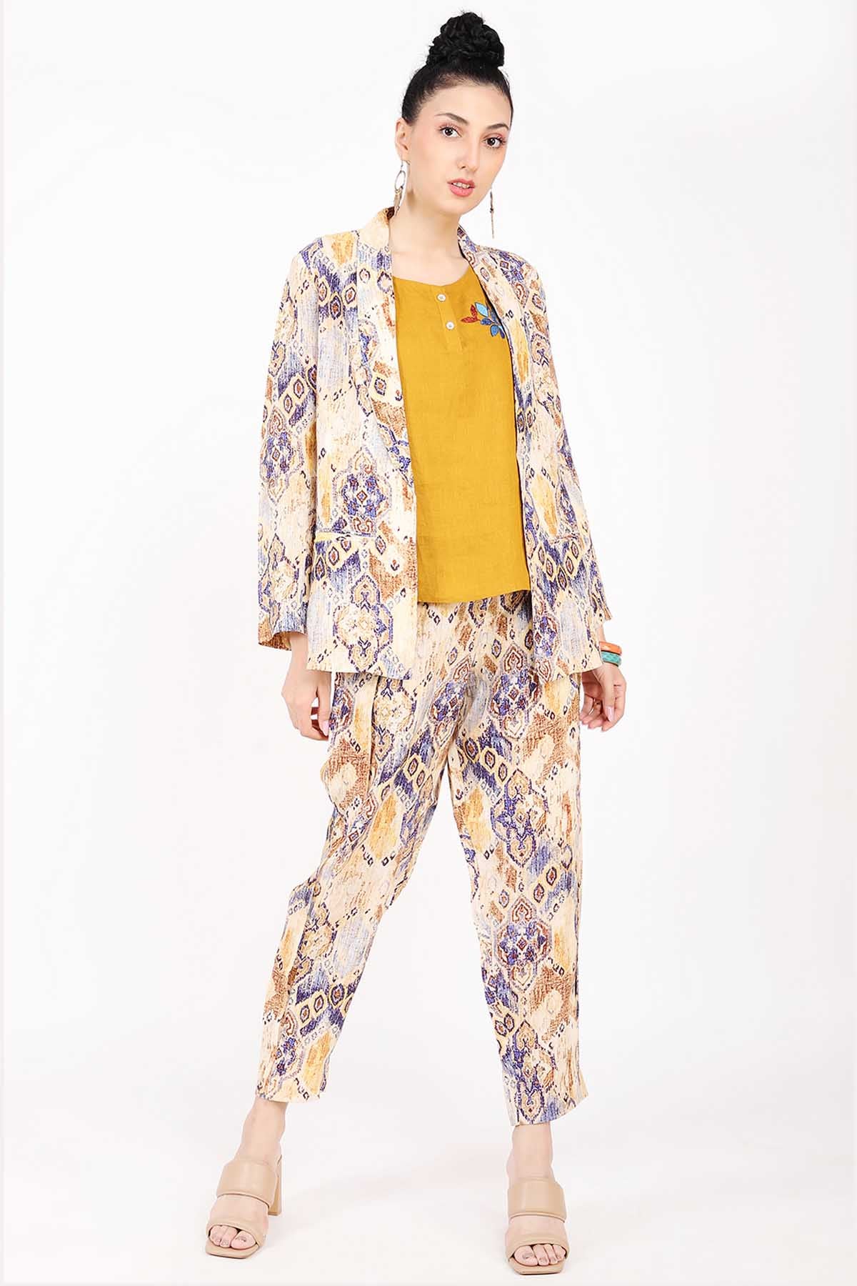 Ajrakh Printed Linen Blazer