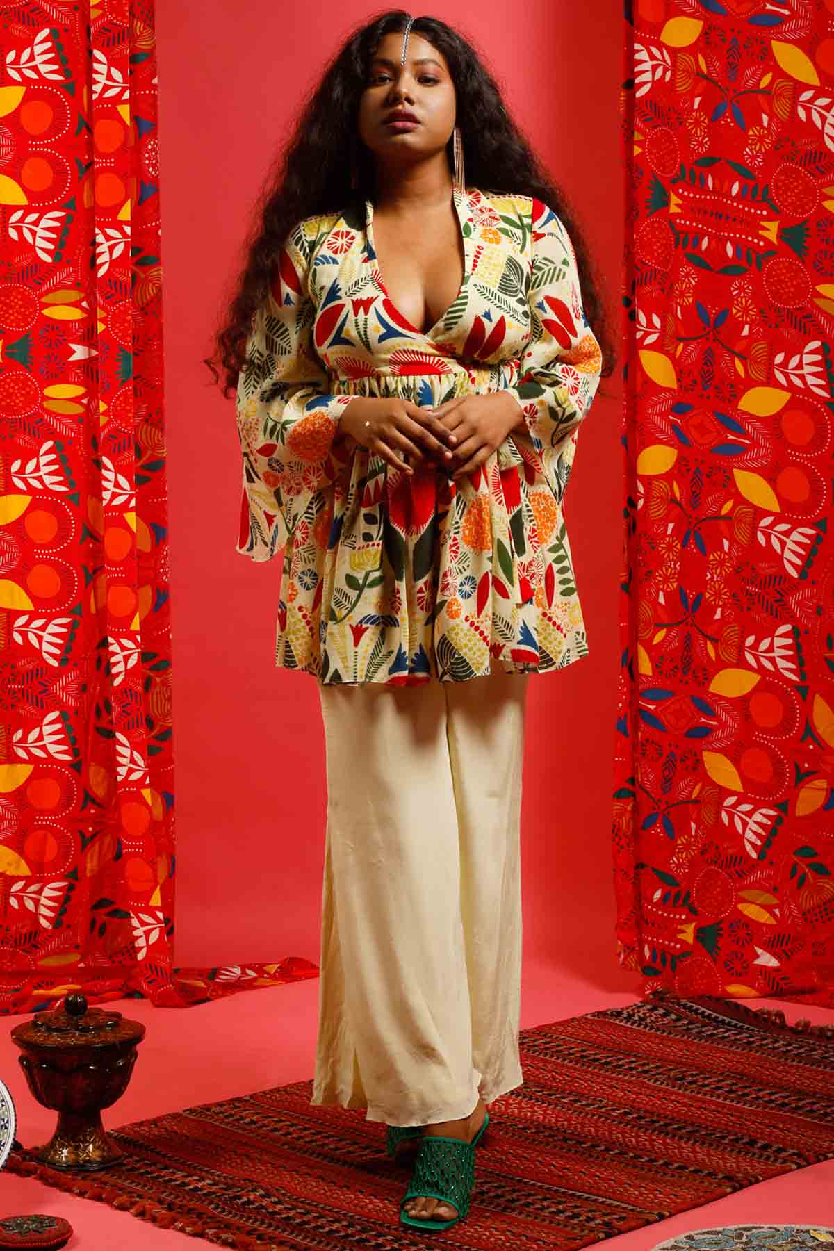 Angrakha Short Kurta & Pants