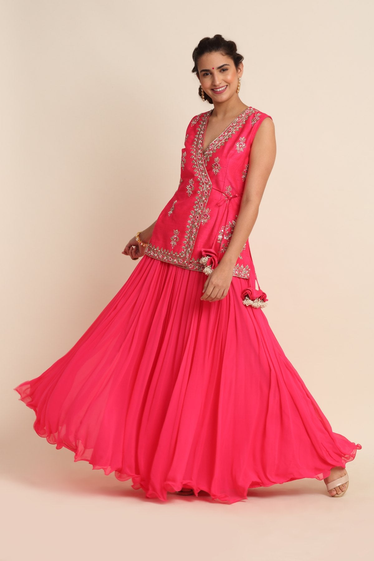 Angrakha Kurta & Skirt Set