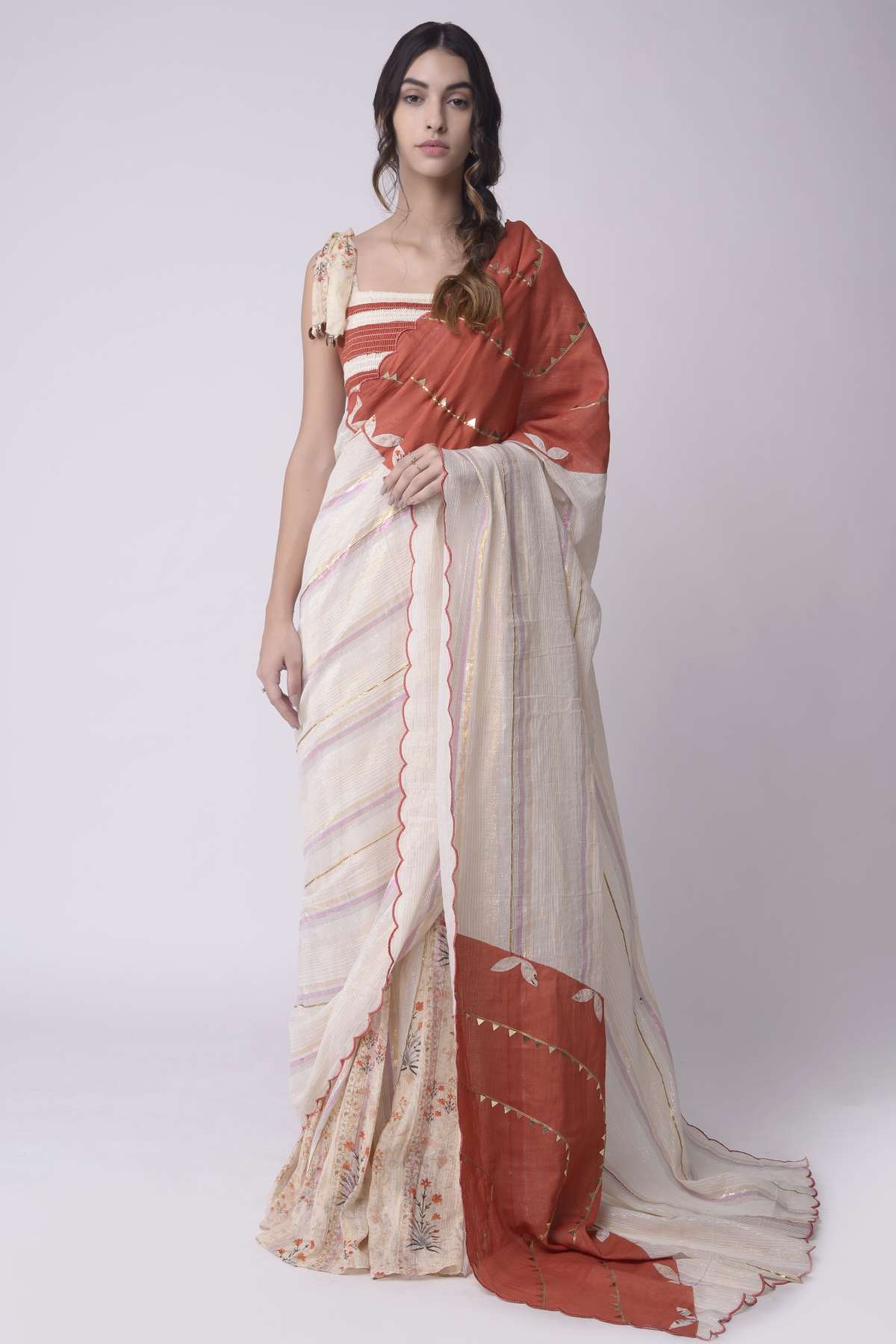 Applique Godet Saree