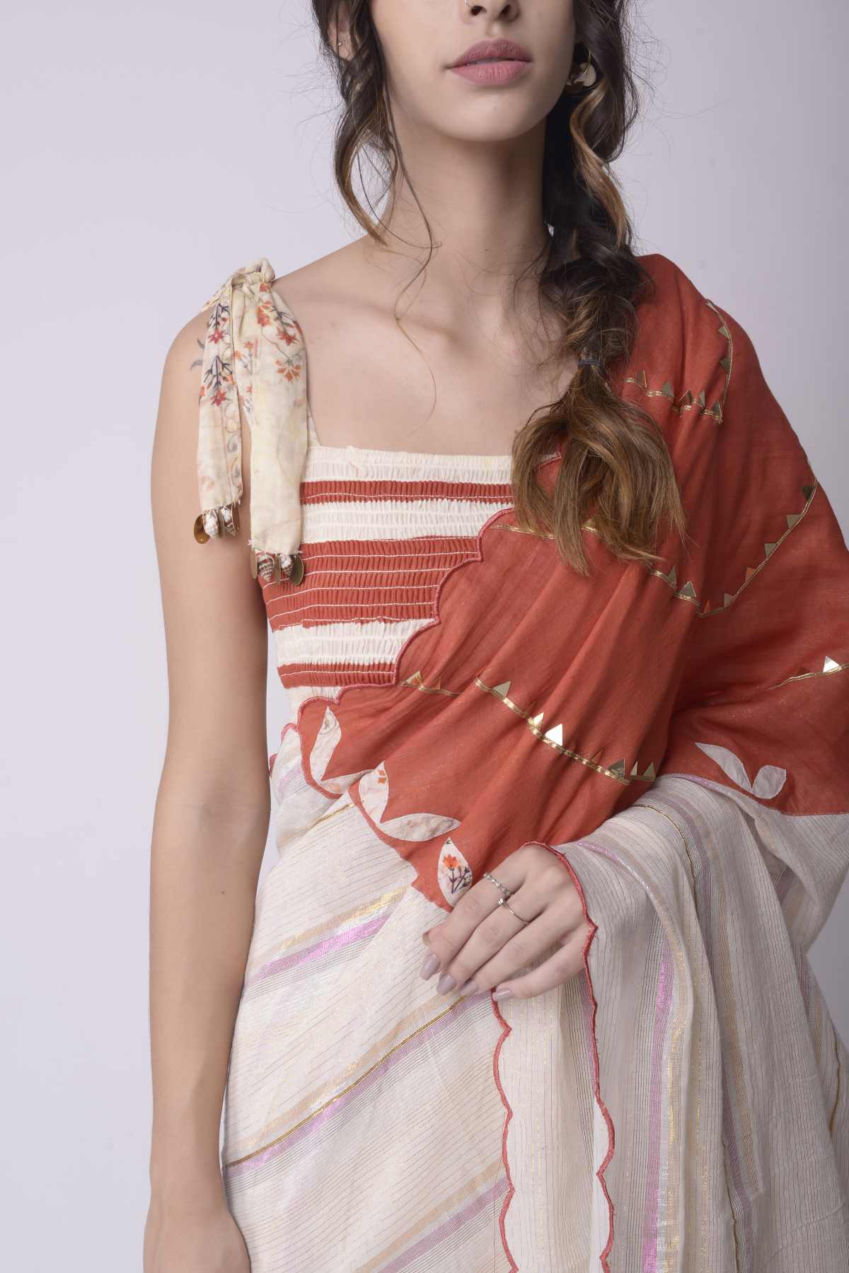 Applique Godet Saree