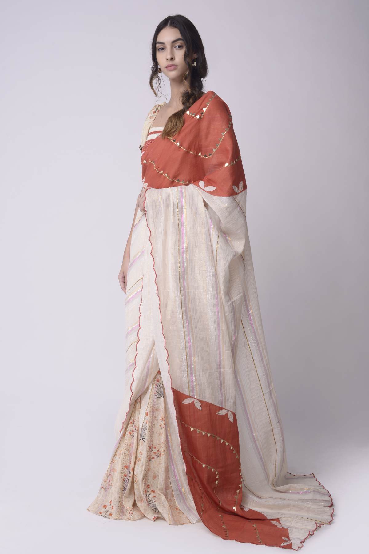 Applique Godet Saree