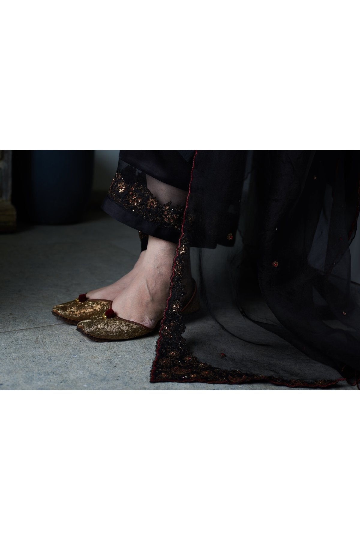 Black Zardosi Aari Kurta Set