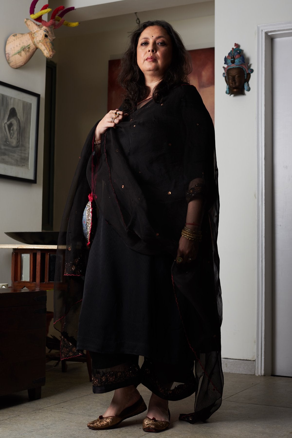 Black Zardosi Aari Kurta Set