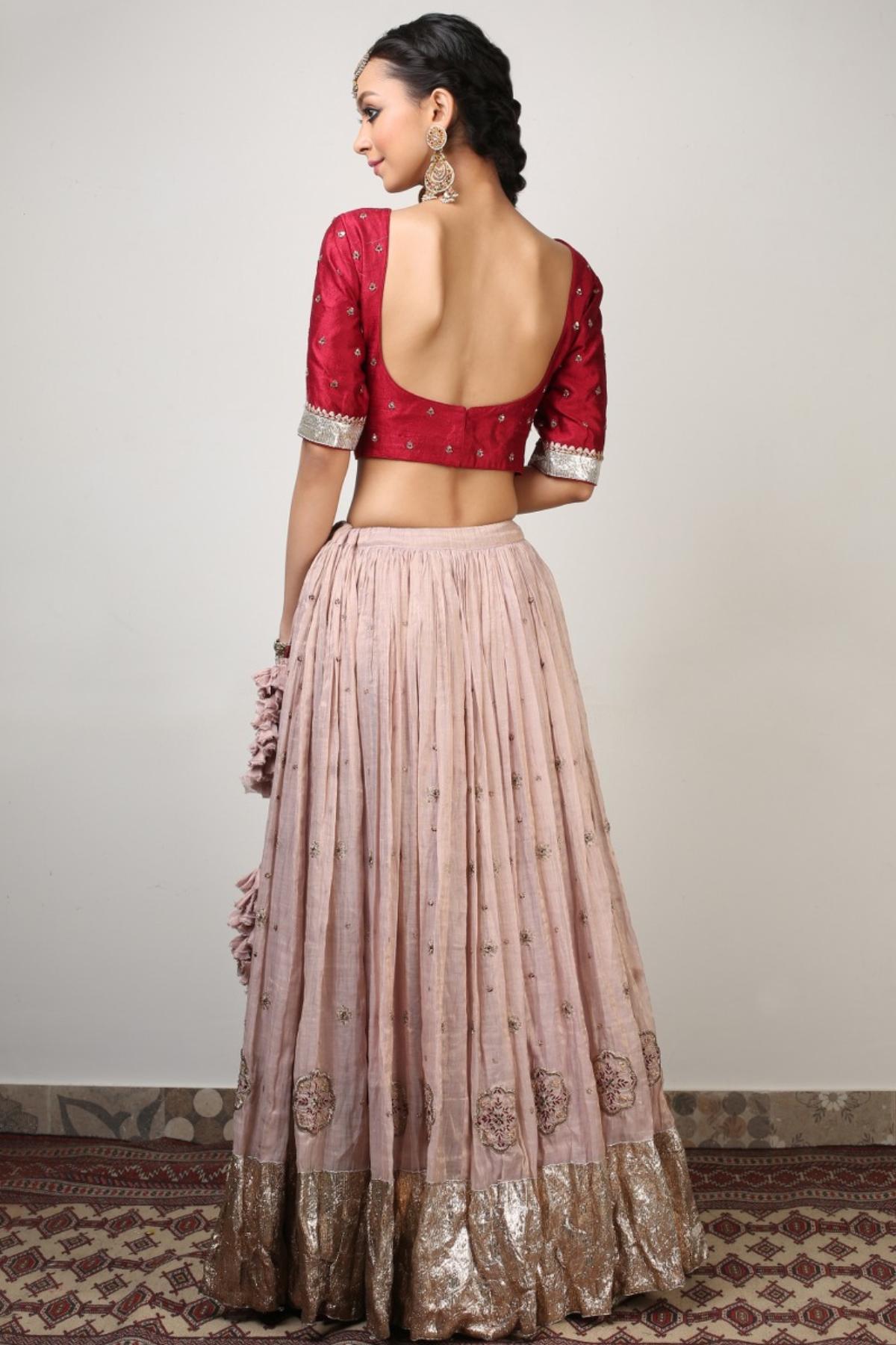 Red & Pink Zardosi Lehenga Set