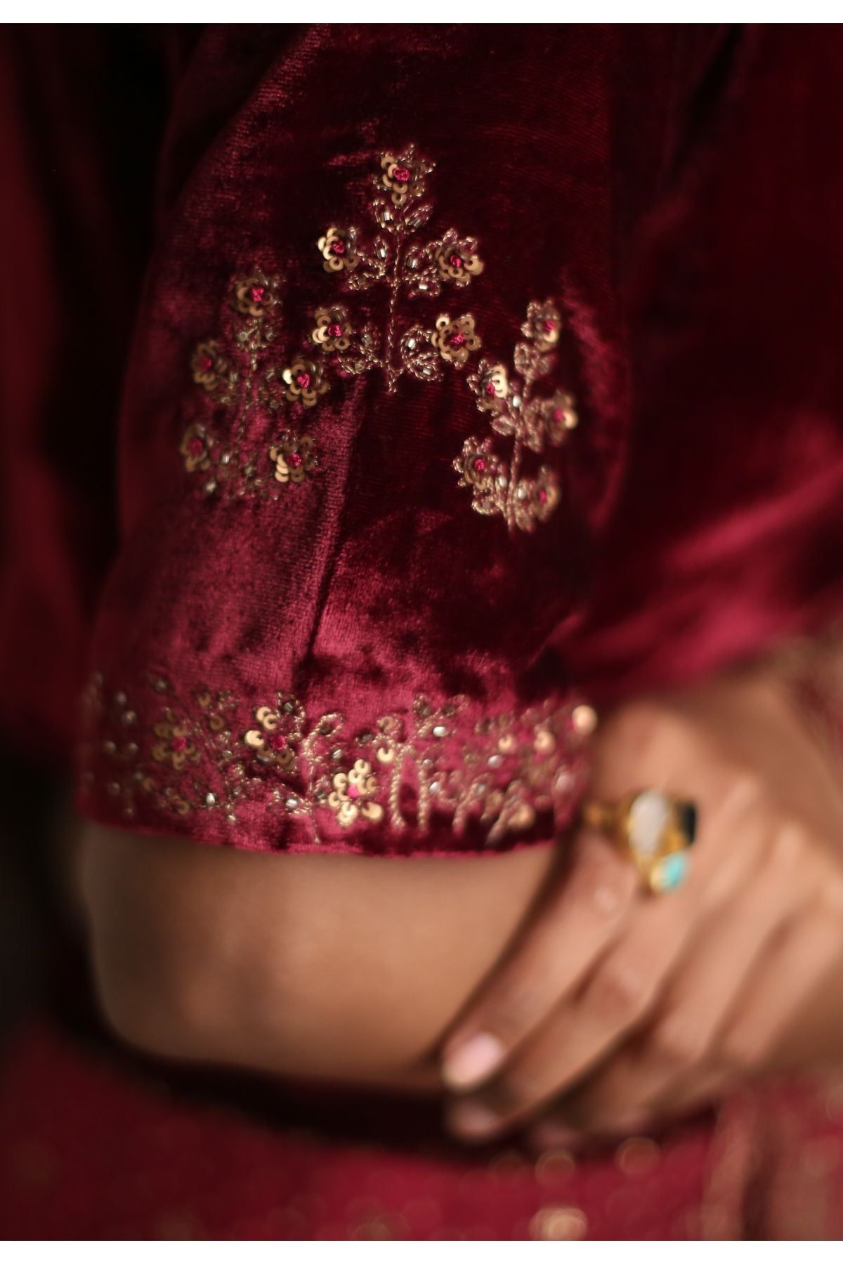 Aari Zardosi Red Lehenga Set