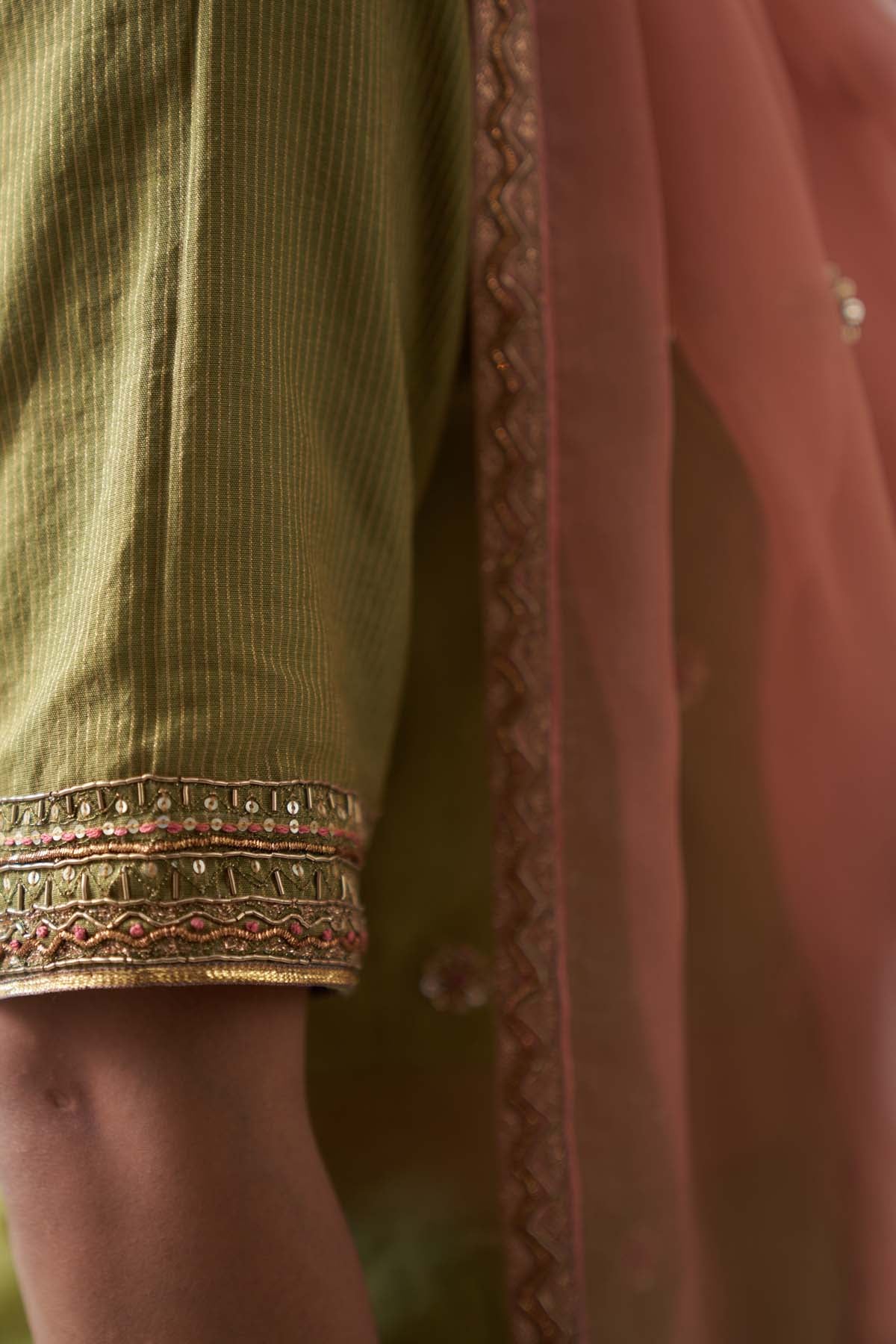 Lime Green Zardosi Lehenga Set