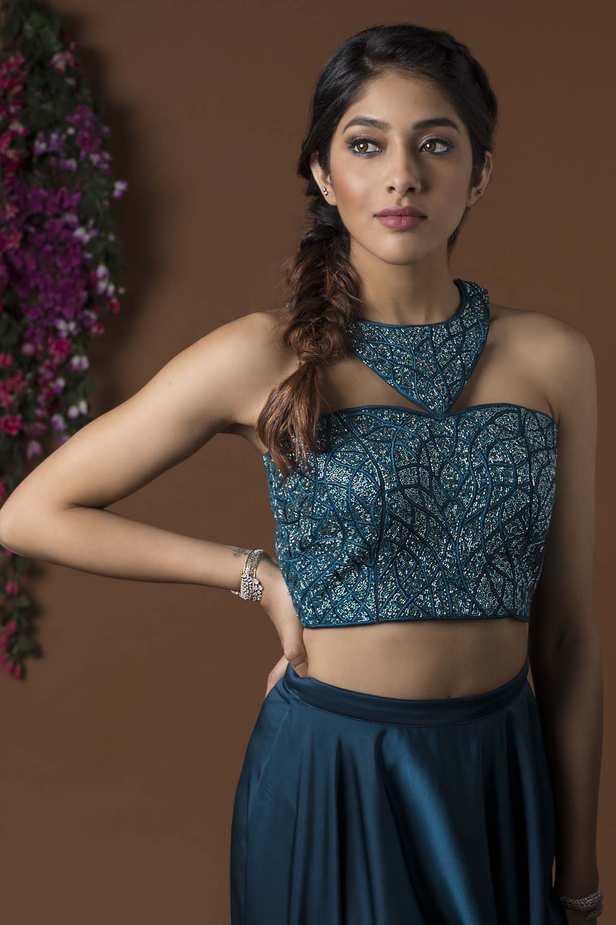 Blue Asymmetrical Pants Set