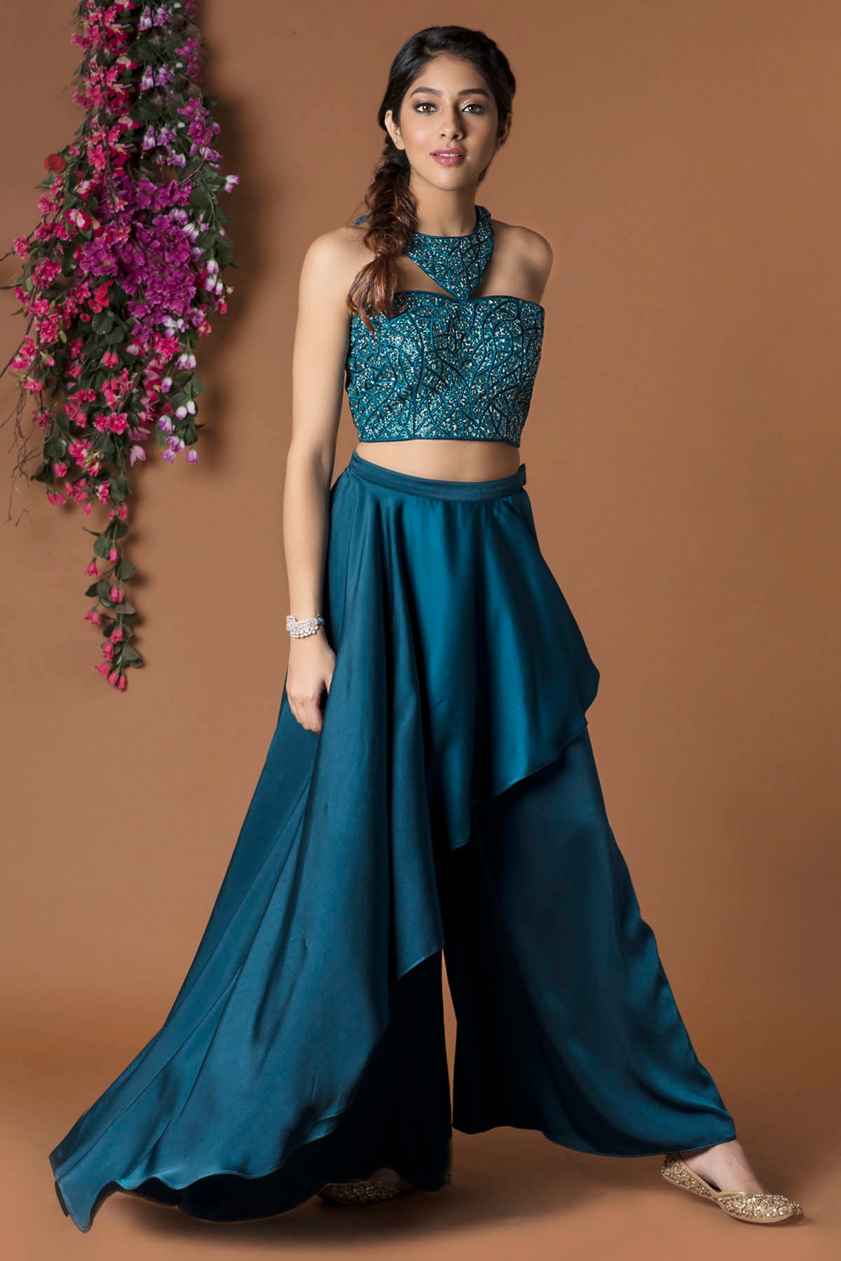 Blue Asymmetrical Pants Set