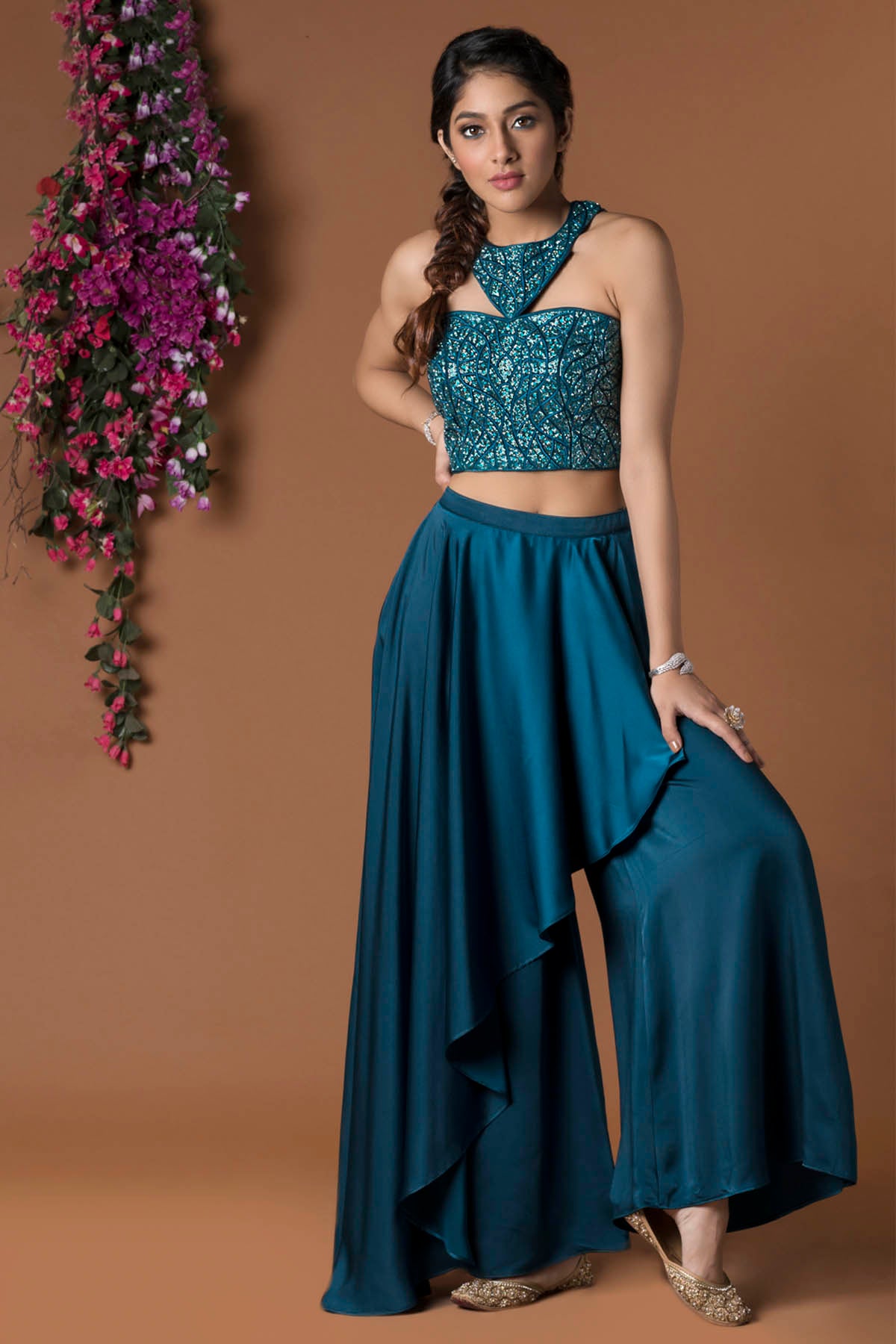 Blue Asymmetrical Pants Set